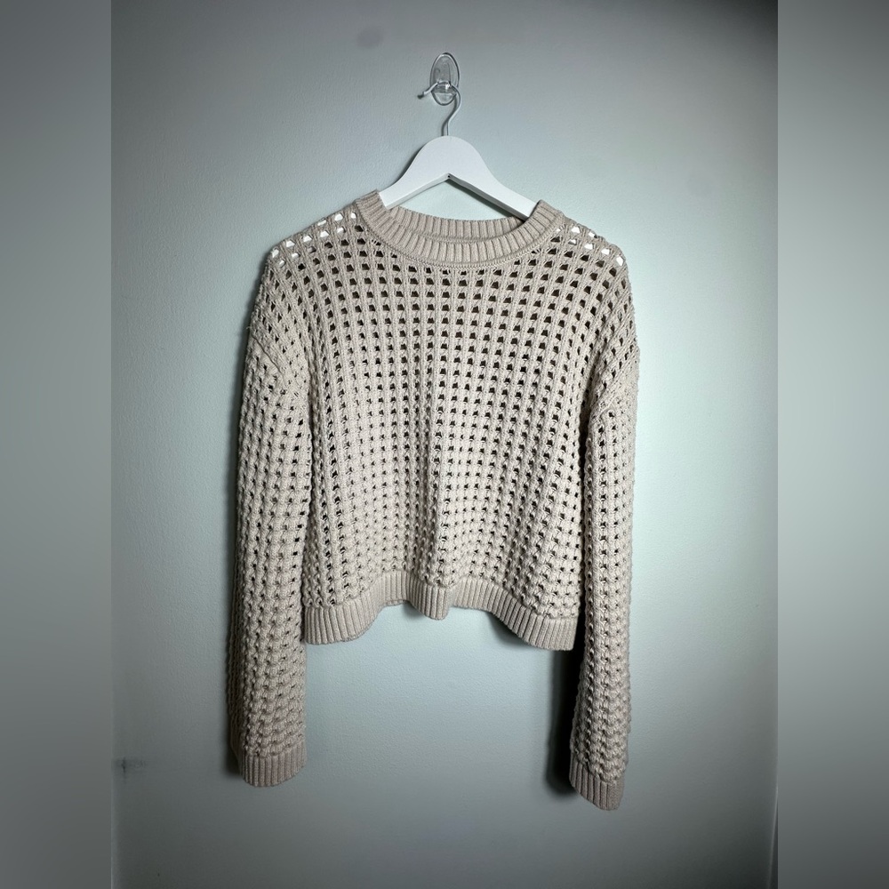 VELVET BY GRAHAM & SPENCER Sammie Mesh Knit Crew Neck Sweater in Dune Size XS - Picture 12 of 17